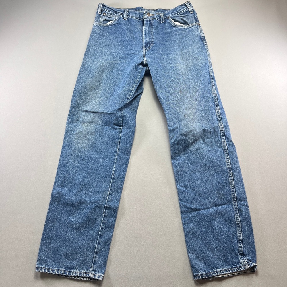 Dickies Jeans Mens 34x34 Blue Denim Cotton Medium Wash Straight Leg Workwear